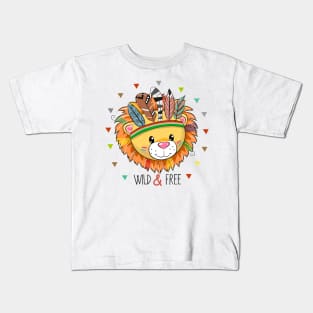 Cute lion with feathers and Indian coloring Kids T-Shirt